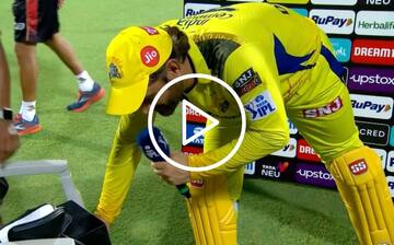 [Watch] MS Dhoni Doing An Unusual Act During Post-Match Interview